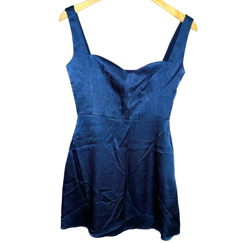 Blue Jewel Silky Tobi Mini Dress Sleeveless Sweetheart Neckline Pull Over S